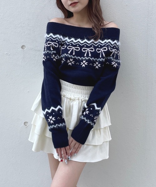 one way（ワンウェイ）の「ノルディックニット（ニット/セーター・レディース・ホワイト/ブルー/グレー・FREE）」の14枚目の写真