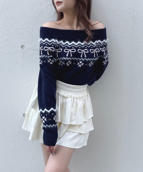 one way（ワンウェイ）の「ノルディックニット（ニット/セーター・レディース・ホワイト/ブルー/グレー・FREE）」の15枚目の写真