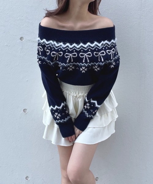 one way（ワンウェイ）の「ノルディックニット（ニット/セーター・レディース・ホワイト/ブルー/グレー・FREE）」の19枚目の写真