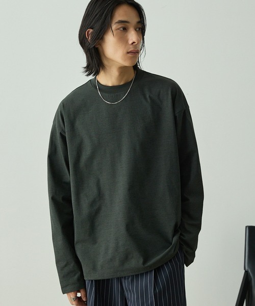 EMMA CLOTHES(エマクローズ)の「ドローストリング ストレッチ オーバーサイズロングスリーブTee / UVカット・撥水・イージーケア(Tシャツ/カットソー・メンズ・ブラック/グレイッシュベージュ/ライトグレー/ネイビー/チャコール・S/M/L)」の18枚目の写真