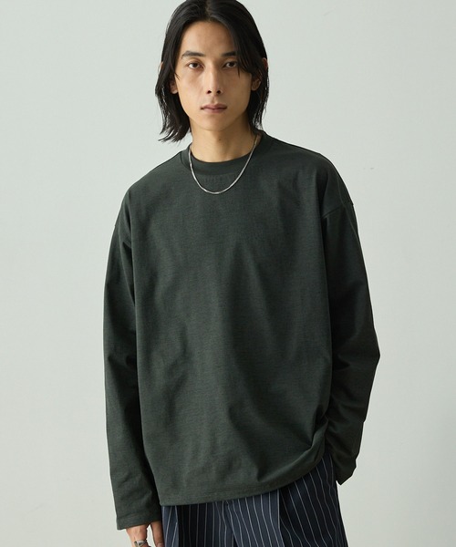 EMMA CLOTHES(エマクローズ)の「ドローストリング ストレッチ オーバーサイズロングスリーブTee / UVカット・撥水・イージーケア(Tシャツ/カットソー・メンズ・ブラック/グレイッシュベージュ/ライトグレー/ネイビー/チャコール・S/M/L)」の19枚目の写真