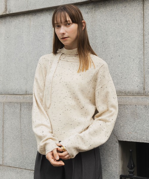 forksy.】リボン付ミックスヤーンプルオーバーニット forksy.│MONO