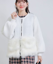 PICCIN PERLA | ファー切り替えカーディガン(カーディガン/ボレロ)