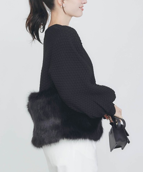 PICCIN PERLA（ピッチンペルラ）の「ファー切り替えカーディガン（カーディガン/ボレロ・レディース・ブラック/オフホワイト・M）」の9枚目の写真