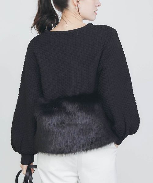 PICCIN PERLA（ピッチンペルラ）の「ファー切り替えカーディガン（カーディガン/ボレロ・レディース・ブラック/オフホワイト・M）」の10枚目の写真