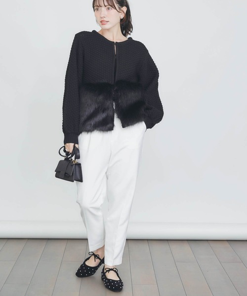 PICCIN PERLA（ピッチンペルラ）の「ファー切り替えカーディガン（カーディガン/ボレロ・レディース・ブラック/オフホワイト・M）」の11枚目の写真