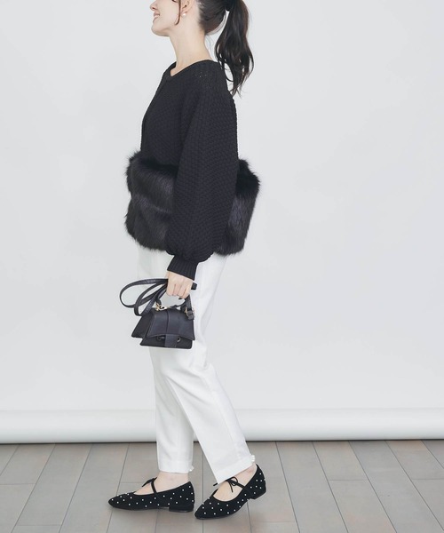 PICCIN PERLA（ピッチンペルラ）の「ファー切り替えカーディガン（カーディガン/ボレロ・レディース・ブラック/オフホワイト・M）」の12枚目の写真
