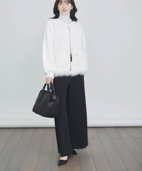 PICCIN PERLA(ピッチンペルラ)の「ファー切り替えカーディガン(カーディガン/ボレロ・レディース・ブラック/オフホワイト・M)」の21枚目の写真