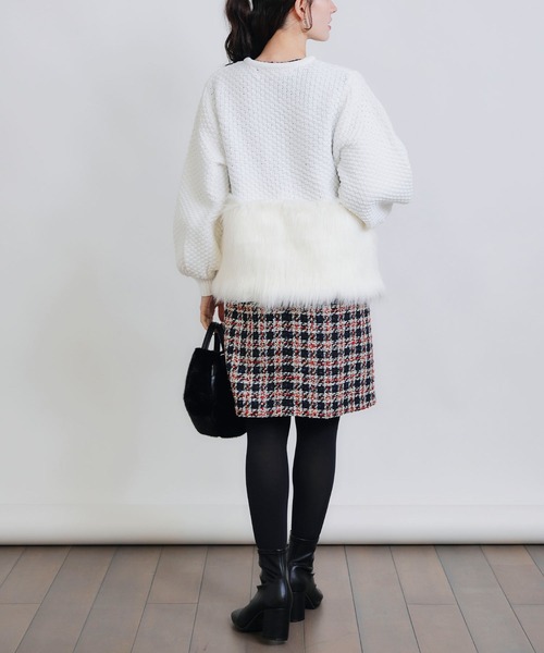 PICCIN PERLA(ピッチンペルラ)の「ファー切り替えカーディガン(カーディガン/ボレロ・レディース・ブラック/オフホワイト・M)」の20枚目の写真