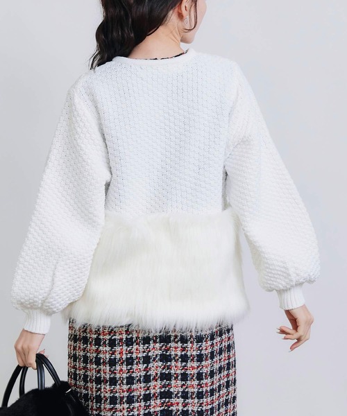 PICCIN PERLA（ピッチンペルラ）の「ファー切り替えカーディガン（カーディガン/ボレロ・レディース・ブラック/オフホワイト・M）」の21枚目の写真