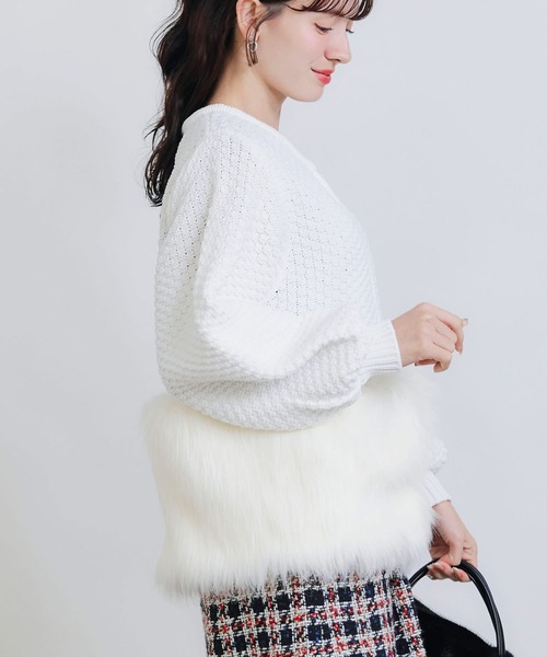 PICCIN PERLA（ピッチンペルラ）の「ファー切り替えカーディガン（カーディガン/ボレロ・レディース・ブラック/オフホワイト・M）」の22枚目の写真