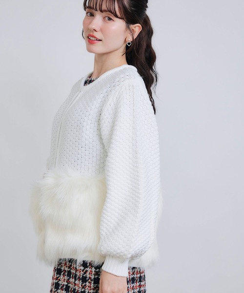 PICCIN PERLA（ピッチンペルラ）の「ファー切り替えカーディガン（カーディガン/ボレロ・レディース・ブラック/オフホワイト・M）」の20枚目の写真