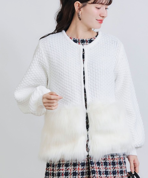 PICCIN PERLA（ピッチンペルラ）の「ファー切り替えカーディガン（カーディガン/ボレロ・レディース・ブラック/オフホワイト・M）」の19枚目の写真