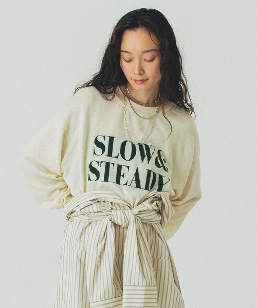 ROSE BUD(ローズバッド)の「LOGO KINT(ニット/セーター・レディース・ブラック/オフホワイト/ピンク・ONE SIZE)」の2枚目の写真