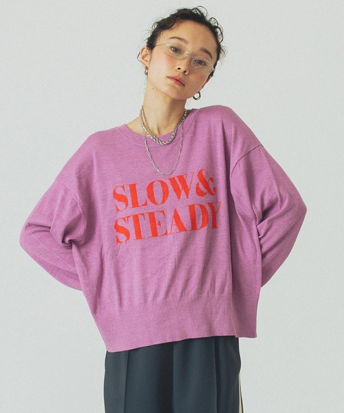 ROSE BUD(ローズバッド)の「LOGO KINT(ニット/セーター・レディース・ブラック/オフホワイト/ピンク・ONE SIZE)」の3枚目の写真