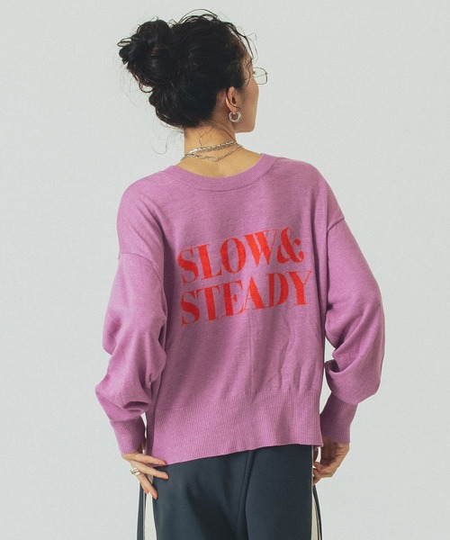 ROSE BUD(ローズバッド)の「LOGO KINT(ニット/セーター・レディース・ブラック/オフホワイト/ピンク・ONE SIZE)」の7枚目の写真