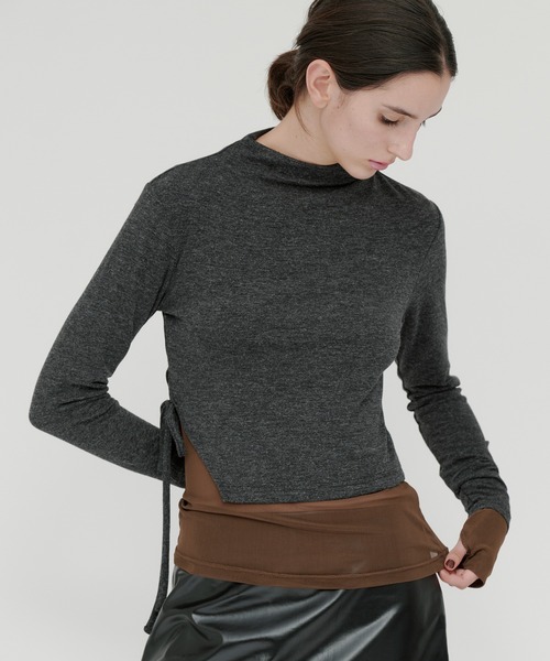 kiehtova（キエトヴァ）の「【kiehtova】SMOOTH SIDE SLIT TOPS/スムース サイドスリット トップス KTWR45（Tシャツ/カットソー・レディース・グレー/アイボリー/ブラック・FREE）」の8枚目の写真