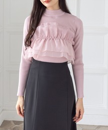 CLEAR BASIC | チュールドッキングリブニットトップス[大人 フェミニン 上品]≪AW新作≫(ニット/セーター)