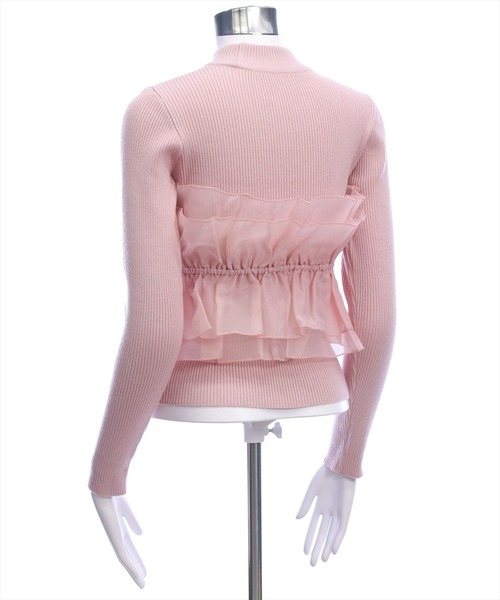 CLEAR BASIC（クリアベーシック）の「チュールドッキングリブニットトップス[大人 フェミニン 上品]（ニット/セーター・レディース・グレー/アイボリー/ブラック/ピンク・F）」の14枚目の写真