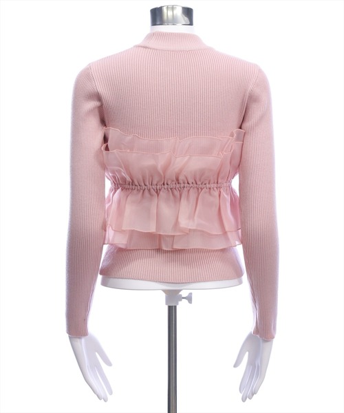 CLEAR BASIC（クリアベーシック）の「チュールドッキングリブニットトップス[大人 フェミニン 上品]（ニット/セーター・レディース・グレー/アイボリー/ブラック/ピンク・F）」の15枚目の写真