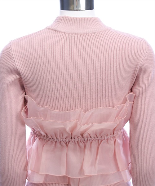 CLEAR BASIC（クリアベーシック）の「チュールドッキングリブニットトップス[大人 フェミニン 上品]（ニット/セーター・レディース・グレー/アイボリー/ブラック/ピンク・F）」の16枚目の写真