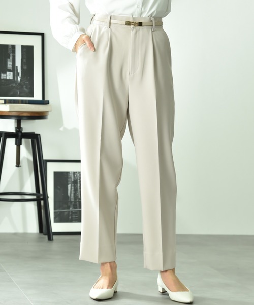 INTERPLANET（インタープラネット）の「ＴＲダブルクロステーパードパンツ（その他パンツ・レディース・ブラック/グレイッシュベージュ・FREE）」の2枚目の写真