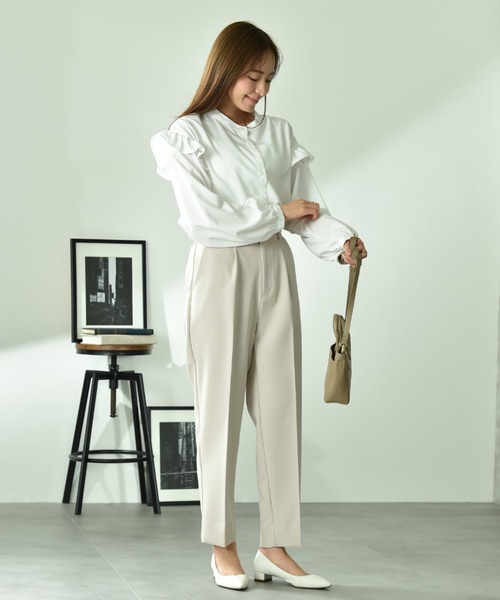 INTERPLANET（インタープラネット）の「ＴＲダブルクロステーパードパンツ（その他パンツ・レディース・ブラック/グレイッシュベージュ・FREE）」の8枚目の写真