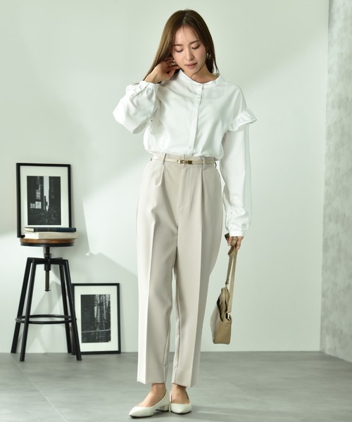 INTERPLANET（インタープラネット）の「ＴＲダブルクロステーパードパンツ（その他パンツ・レディース・ブラック/グレイッシュベージュ・FREE）」の4枚目の写真