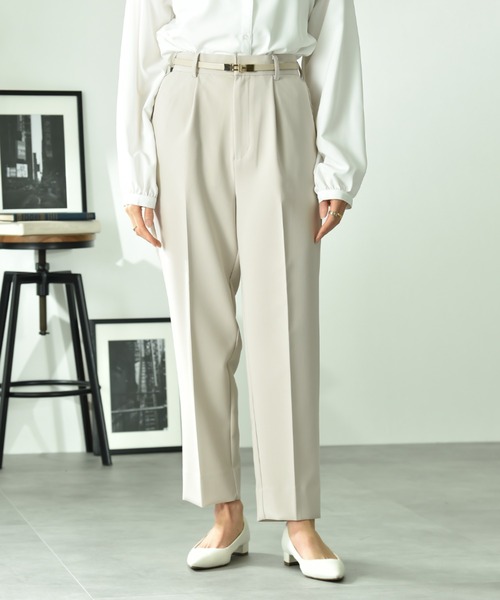 INTERPLANET（インタープラネット）の「ＴＲダブルクロステーパードパンツ（その他パンツ・レディース・ブラック/グレイッシュベージュ・FREE）」の3枚目の写真