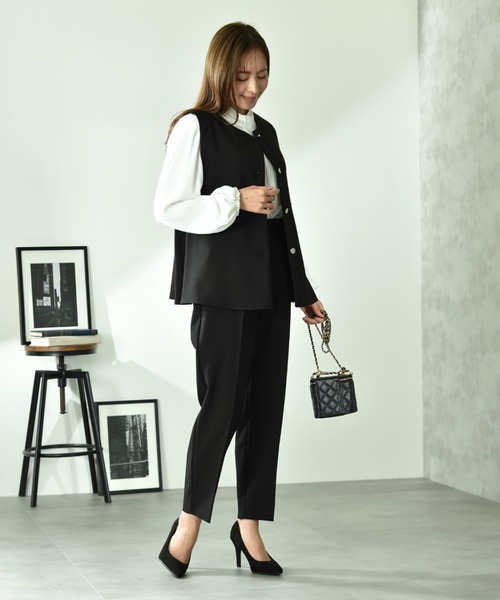 INTERPLANET（インタープラネット）の「ＴＲダブルクロステーパードパンツ（その他パンツ・レディース・ブラック/グレイッシュベージュ・FREE）」の21枚目の写真