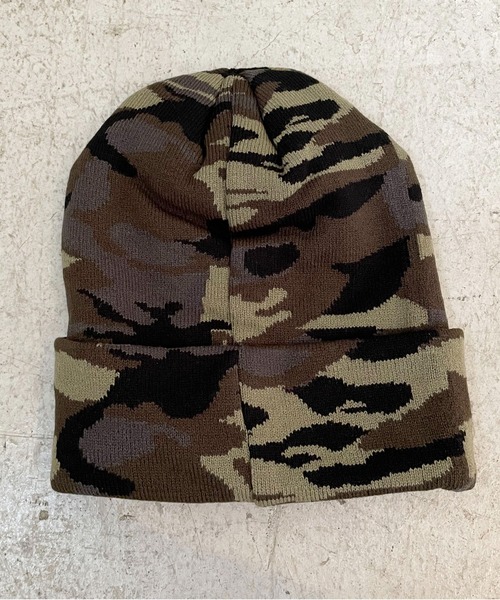 SPINNS（スピンズ）の「ニットキャップ/クロスメッセージロゴ/カモ柄/ユニセックス（ニットキャップ/ビーニー・メンズ・カモフラージュ/ブラック・ONESIZE）」の7枚目の写真