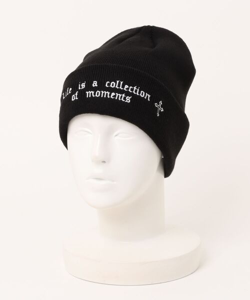 SPINNS（スピンズ）の「ニットキャップ/クロスメッセージロゴ/カモ柄/ユニセックス（ニットキャップ/ビーニー・メンズ・カモフラージュ/ブラック・ONESIZE）」の4枚目の写真