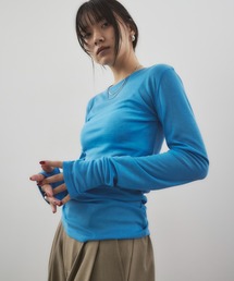 青い長袖カットソー PETIT BATEAU｜プチバトーのTシャツ/カットソー（ブルー・ネイビー