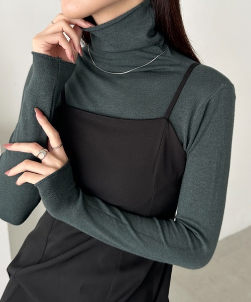 CLEA(クレア)の「タートルネックトップス(Tシャツ/カットソー・レディース・ネイビー/オレンジ/ブラウン/ワインレッド/ライトグレー/ホワイト/ブラック/アイボリー/チャコールグレー/グレー/ピンク/ラベンダー/ライトブルー/ライトイエロー/ライトグリーン・FREE)」の4枚目の写真