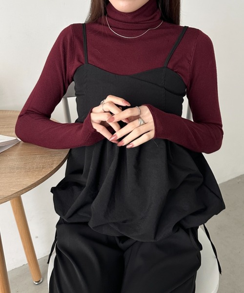 CLEA(クレア)の「タートルネックトップス(Tシャツ/カットソー・レディース・ネイビー/オレンジ/ブラウン/ワインレッド/ライトグレー/ホワイト/ブラック/アイボリー/チャコールグレー/グレー/ピンク/ラベンダー/ライトブルー/ライトイエロー/ライトグリーン・FREE)」の14枚目の写真