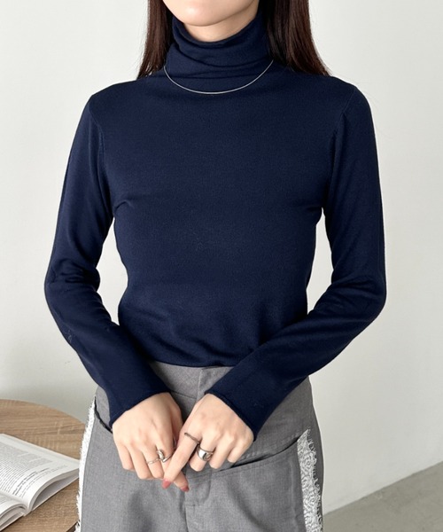 PLEATSPLEASE　青　転写プリント　タートルネックトップス セール】タートルネックトップス（Tシャツ/カットソー）｜CLEA（クレア