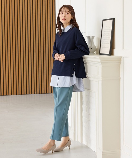 Honeys(ハニーズ)の「サイド釦使いトップス(Tシャツ/カットソー・レディース・ブルー/ブラック/グレイッシュベージュ/モカ・M/LL/L)」の8枚目の写真