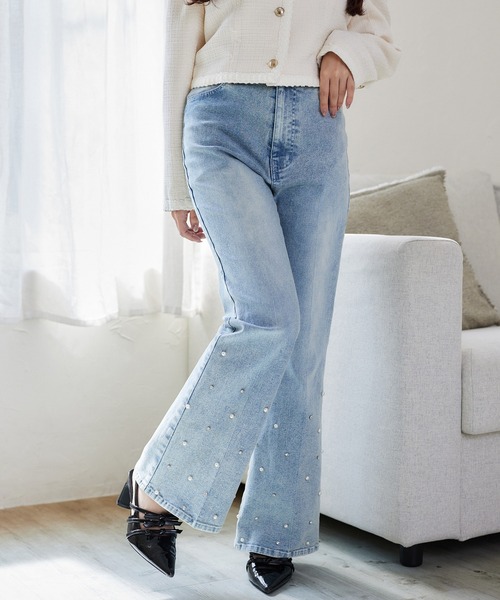 S/Mサイズ展開】美脚ストレッチフレアデニム（デニムパンツ）｜one