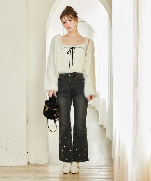 S/Mサイズ展開】美脚ストレッチフレアデニム（デニムパンツ）｜one