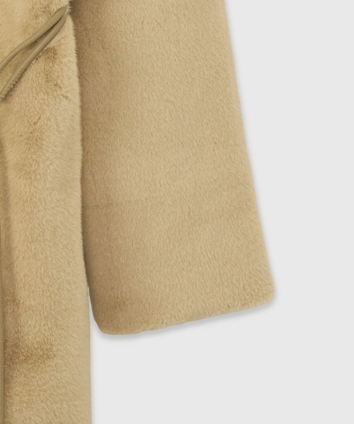 ECOPELノーカラーファーコート（ノーカラーコート）｜anuans（ア