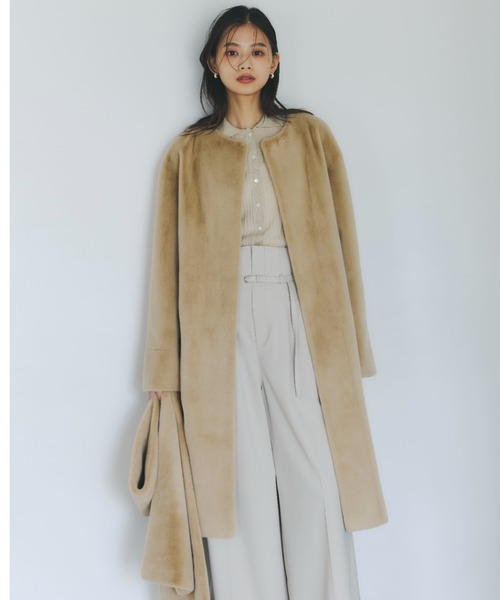 anuans】大人気完売 ステンカラーショートファーコート ジャケット F