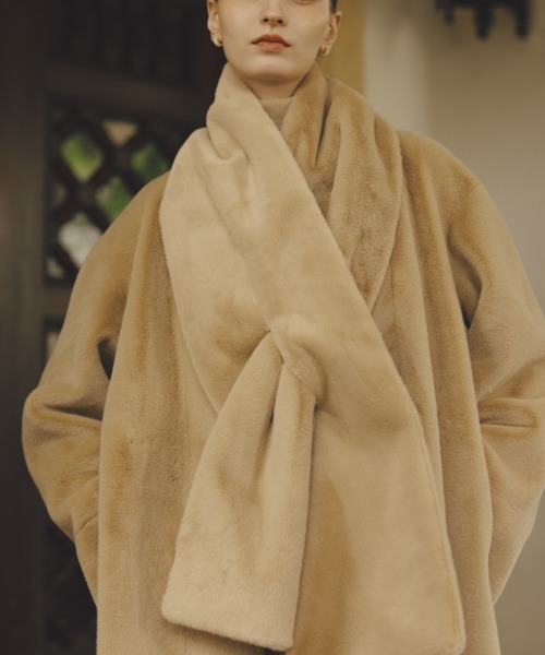 anuans＊アニュアンス＊ファーコート ECOPELノーカラーファーコート（ノーカラーコート）｜anuans（ア