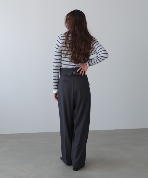Bab(バブ)の「【選べるサイズ展開】ウエストフラップ釦ワイドタックパンツ(その他パンツ・レディース・チャコールグレー/ベージュ/ブラウン・S/M/L)」の6枚目の写真