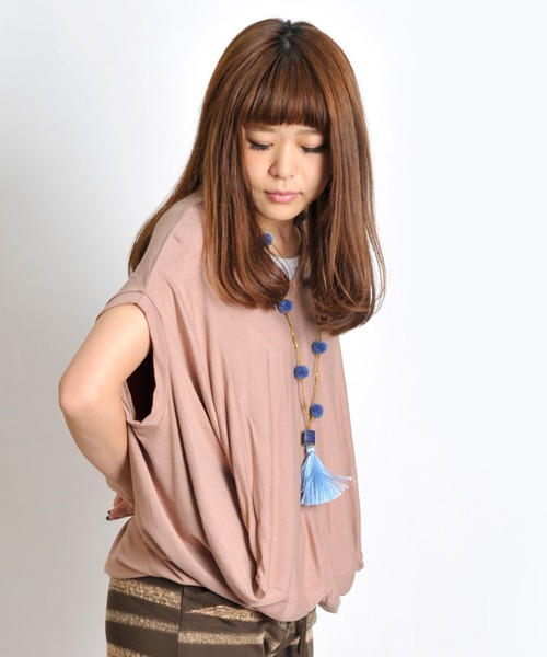 MARAI(マーライ)の「ストレッチプレーンレーヨンTシャツ 大人カジュアル(Tシャツ/カットソー・レディース・ホワイト/ブラック/パープル/グレー/ブルー/ライトブラウン・FREE)」の11枚目の写真
