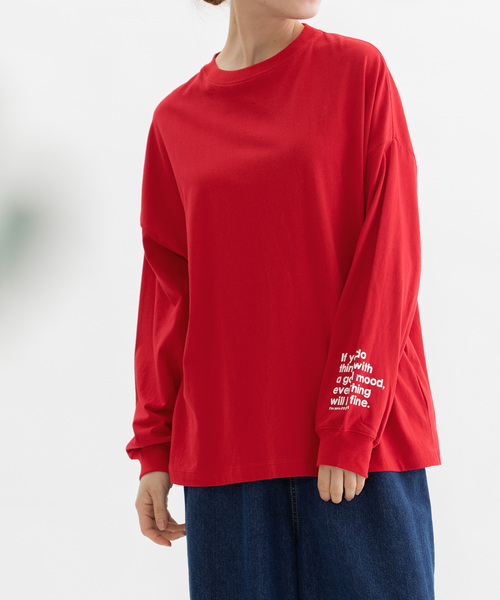 nop de nod(ノップドゥノッド)の「USコットン袖ロゴロングスリーブTシャツ(Tシャツ/カットソー・レディース・ブラック/オフホワイト/レッド/ダークブルー・M)」の1枚目の写真