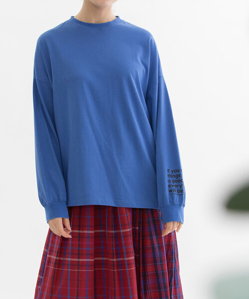 nop de nod(ノップドゥノッド)の「USコットン袖ロゴロングスリーブTシャツ(Tシャツ/カットソー・レディース・ブラック/オフホワイト/レッド/ダークブルー・M)」の13枚目の写真
