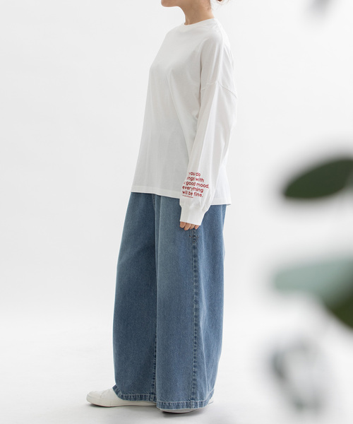 nop de nod(ノップドゥノッド)の「USコットン袖ロゴロングスリーブTシャツ(Tシャツ/カットソー・レディース・ブラック/オフホワイト/レッド/ダークブルー・M)」の15枚目の写真