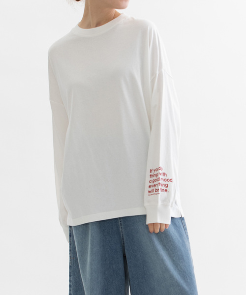 nop de nod(ノップドゥノッド)の「USコットン袖ロゴロングスリーブTシャツ(Tシャツ/カットソー・レディース・ブラック/オフホワイト/レッド/ダークブルー・M)」の16枚目の写真
