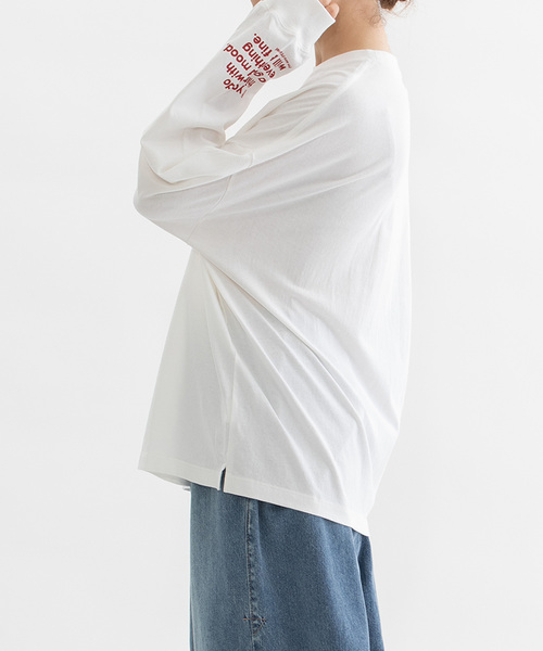 nop de nod(ノップドゥノッド)の「USコットン袖ロゴロングスリーブTシャツ(Tシャツ/カットソー・レディース・ブラック/オフホワイト/レッド/ダークブルー・M)」の17枚目の写真