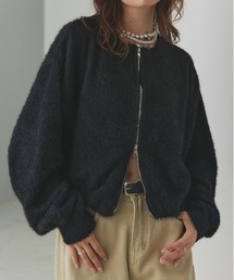 ad thie | ダブルジップ シャギーニット カーディガン(カーディガン/ボレロ)